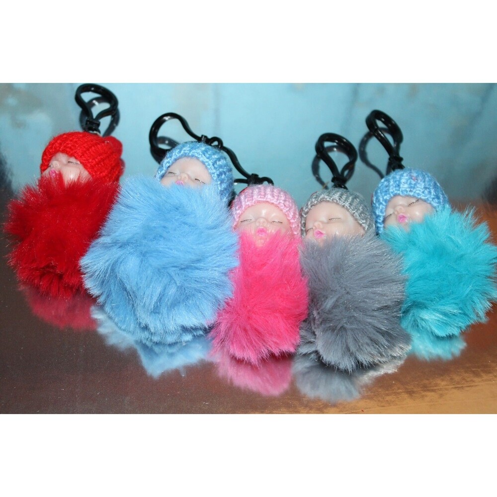 5  sleeping baby backpack clips/charms